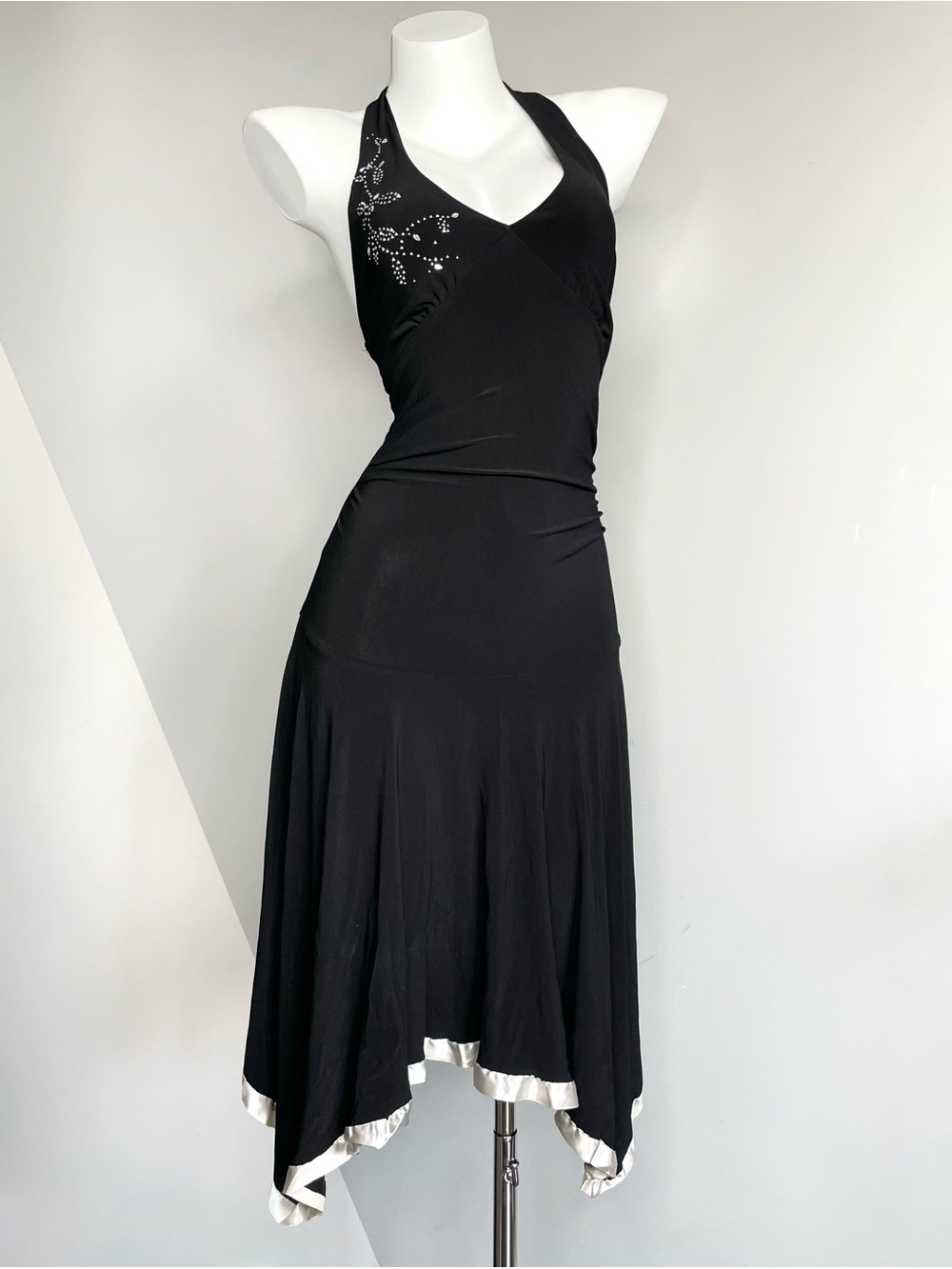 Y2K Vintage Black Flowy Halter Dress